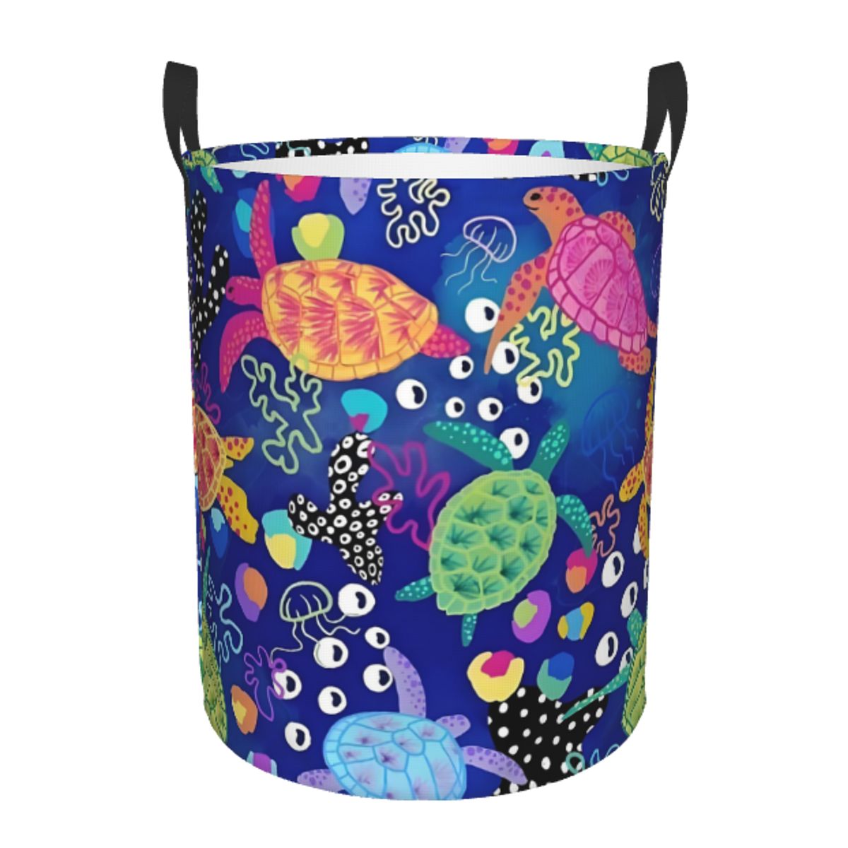 Laundry Hamper Nursery - Aangepaste grappige kleurrijke zeeschildpad wasmand opvouwbare