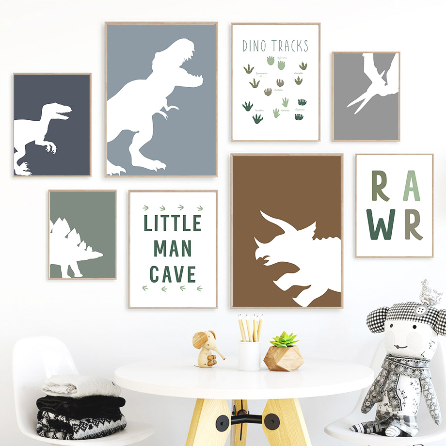 Baby Boy Nursery Quotes - 1PC frameloze decoratieve kunstprint, Jurassic Dinosaur