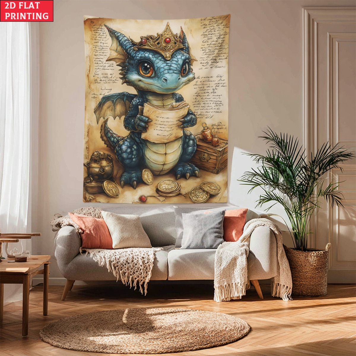 Baby Nursery Modern - Draak baby kroon schat fantasie tapijt