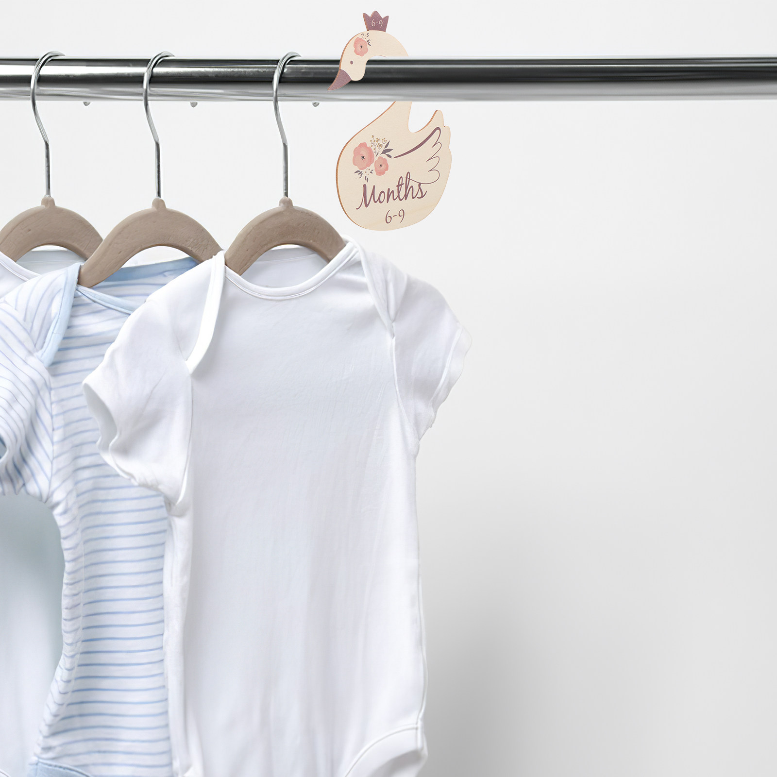 Closet Organizer Baby - 7-delige houten zwaan kastverdeler voor babykleding,