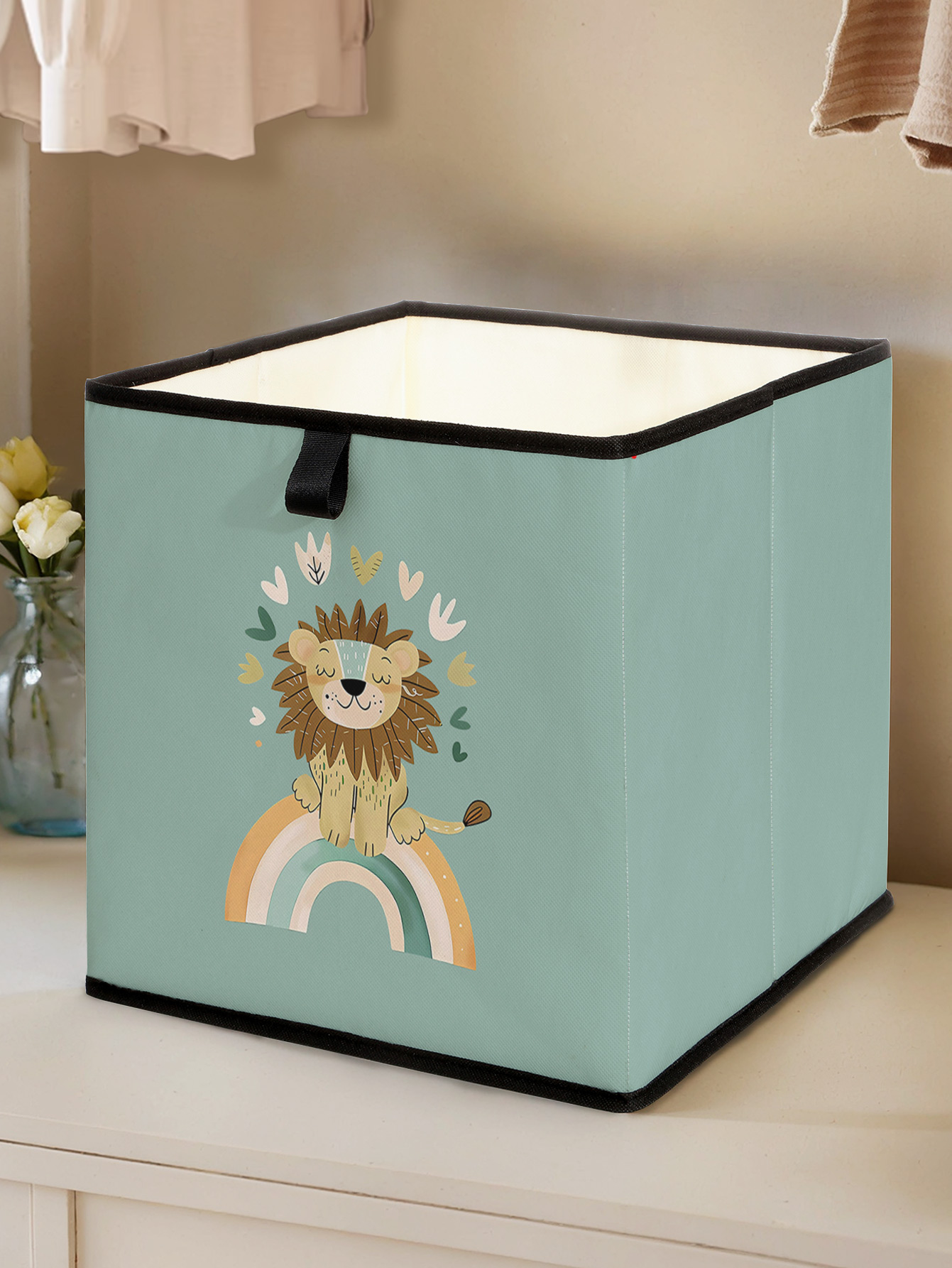 Closet Organizer Baby - Schattige leeuw regenboogprint opvouwbare opbergkubus, opvouwbare