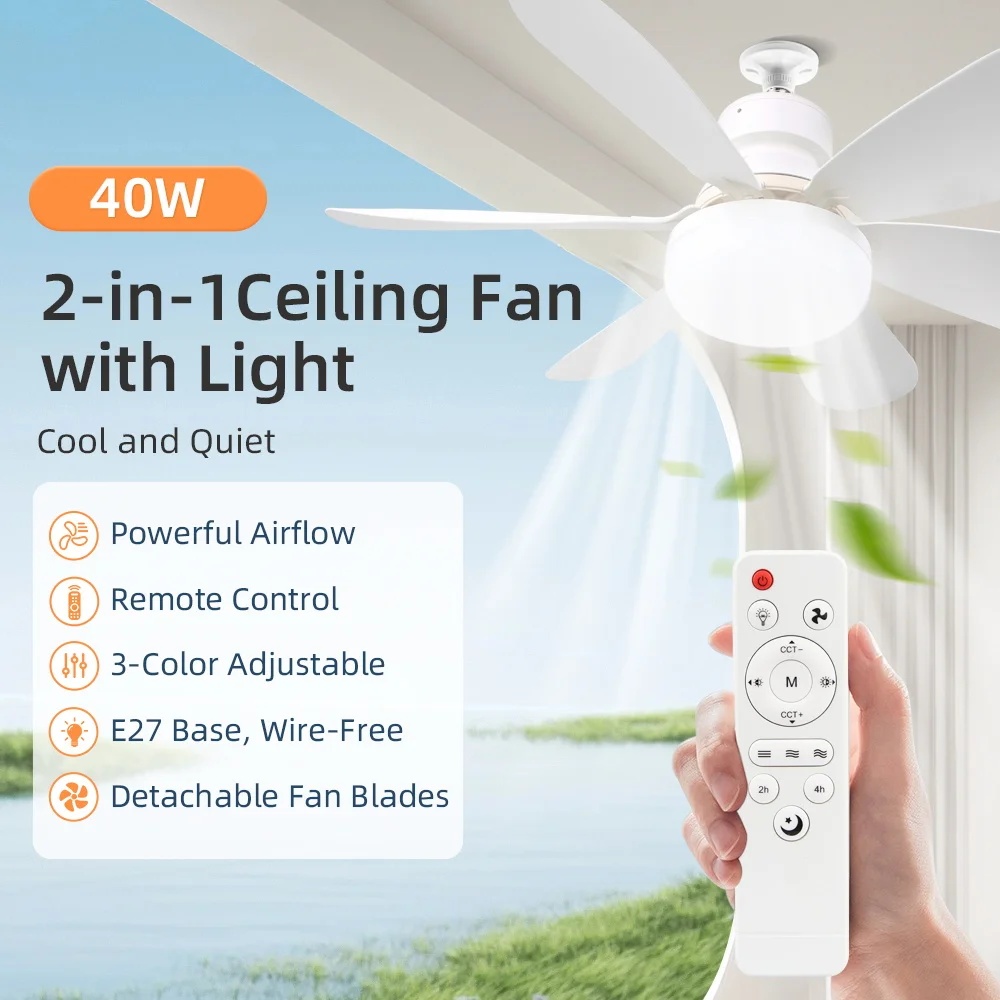Baby Nursery Ceiling Light - 2026 Kinderkamer Plafondventilatorlamp E27 Afstandsbediening 3