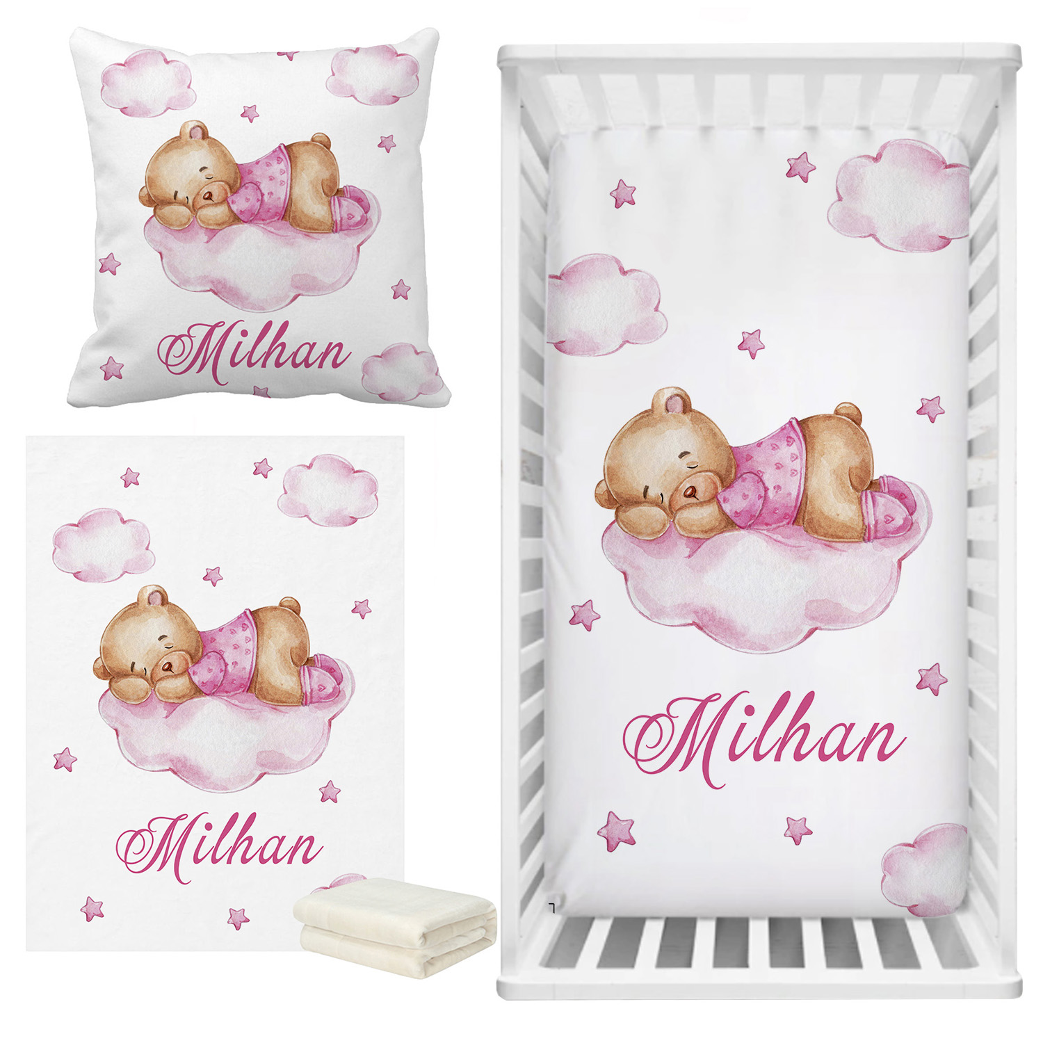 Baby Nursery Sale - LVYZIHO Slapende beer aangepaste naam wiegbeddengoedset,