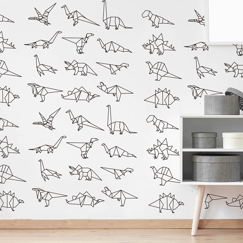 Baby Zoo Nursery - Leuke origami dinosaurussen dieren muursticker babykamer