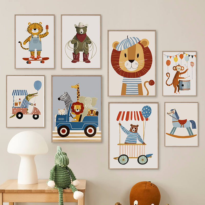 Baby Nursery Things - Grappige cartoon dieren auto ballon kinderkamer