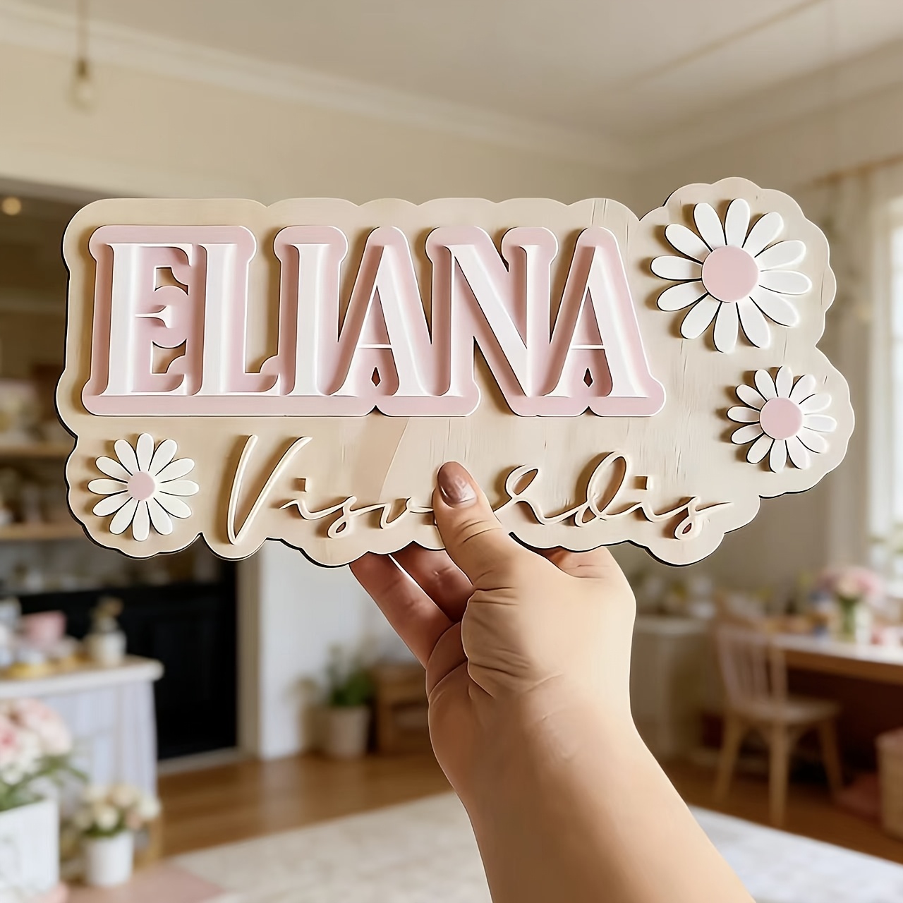 Baby Nursery Accent Wall - Aanpasbaar Daisy Accent houten bord met