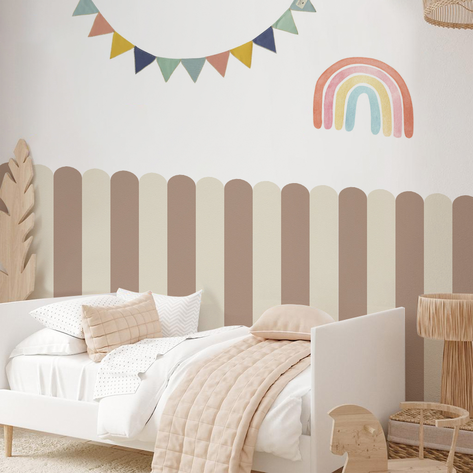 Baby Nursery Labels - Veelkleurig verticaal gestreept boogbehang kinderkamer kindermuurkunst