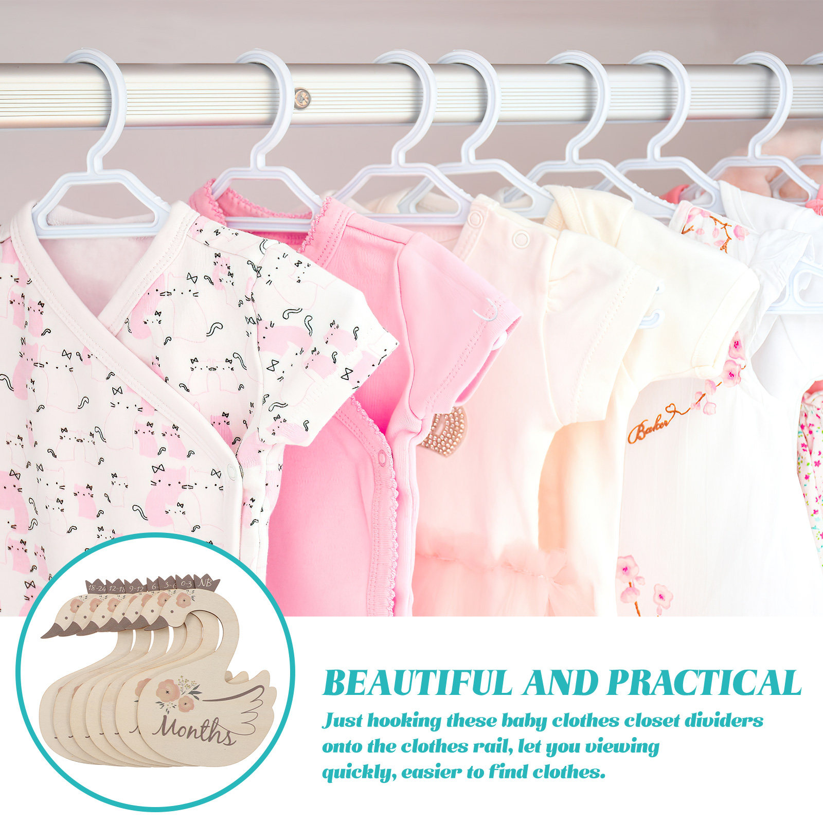 7 stuks zwanen babykleding maa - Closet Organizer Baby recensie en prijs
