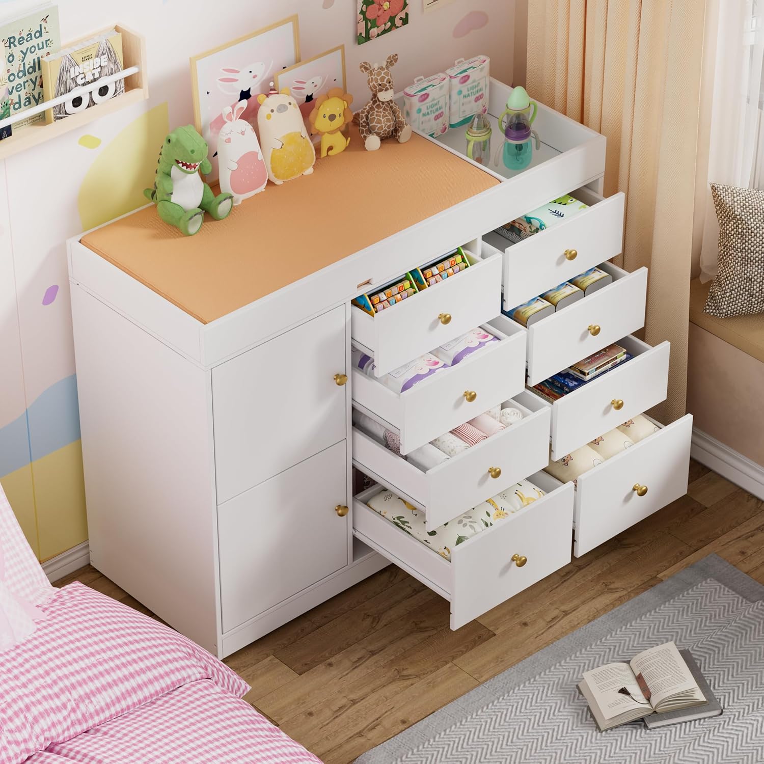 Verschoningstafel met commode, - Baby Nursery Dresser Changing Table recensie en prijs