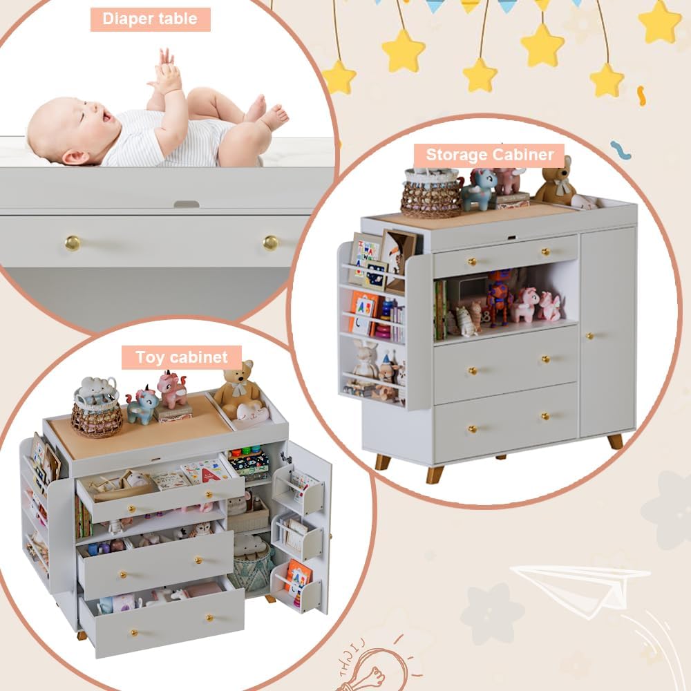 Kinderkamer commode met babyve - Baby Nursery Dresser Changing Table recensie en prijs