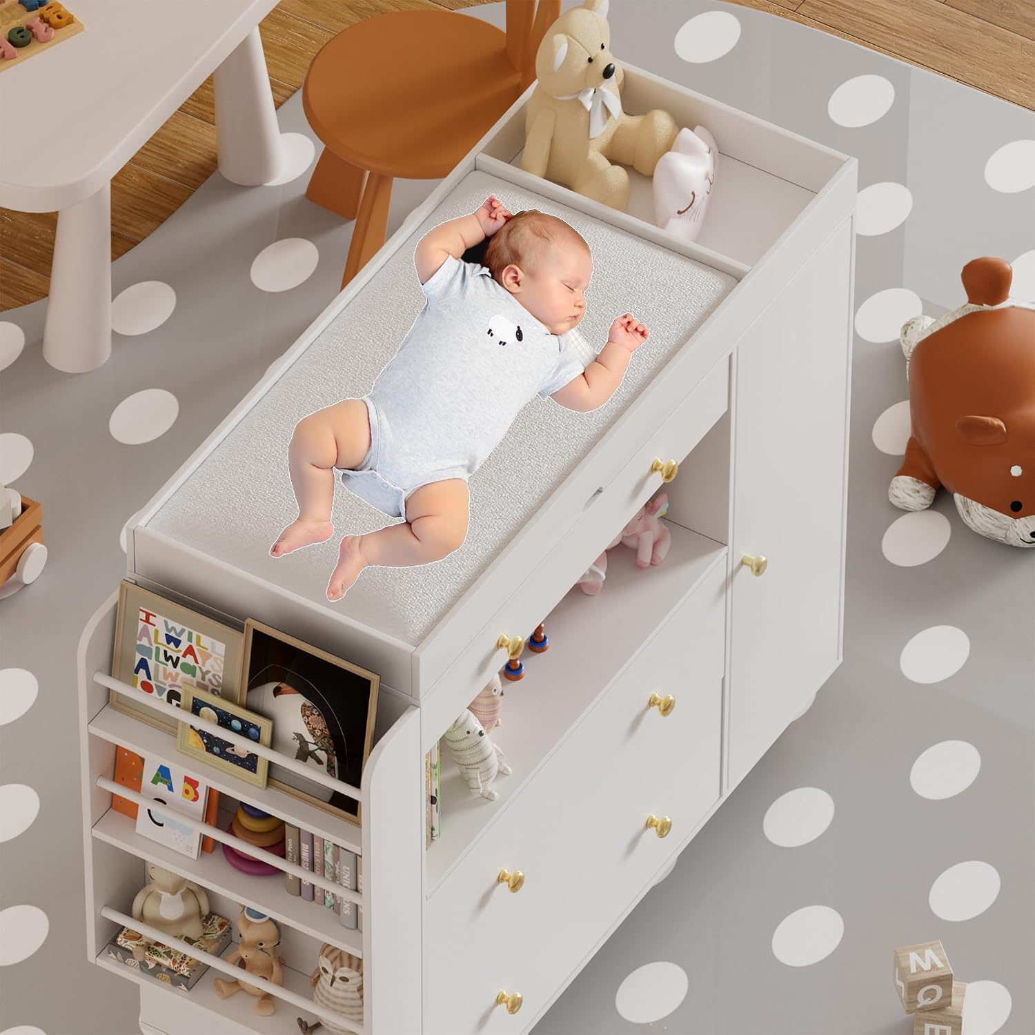 Kinderkamer commode met babyve - Baby Nursery Dresser Changing Table recensie en prijs