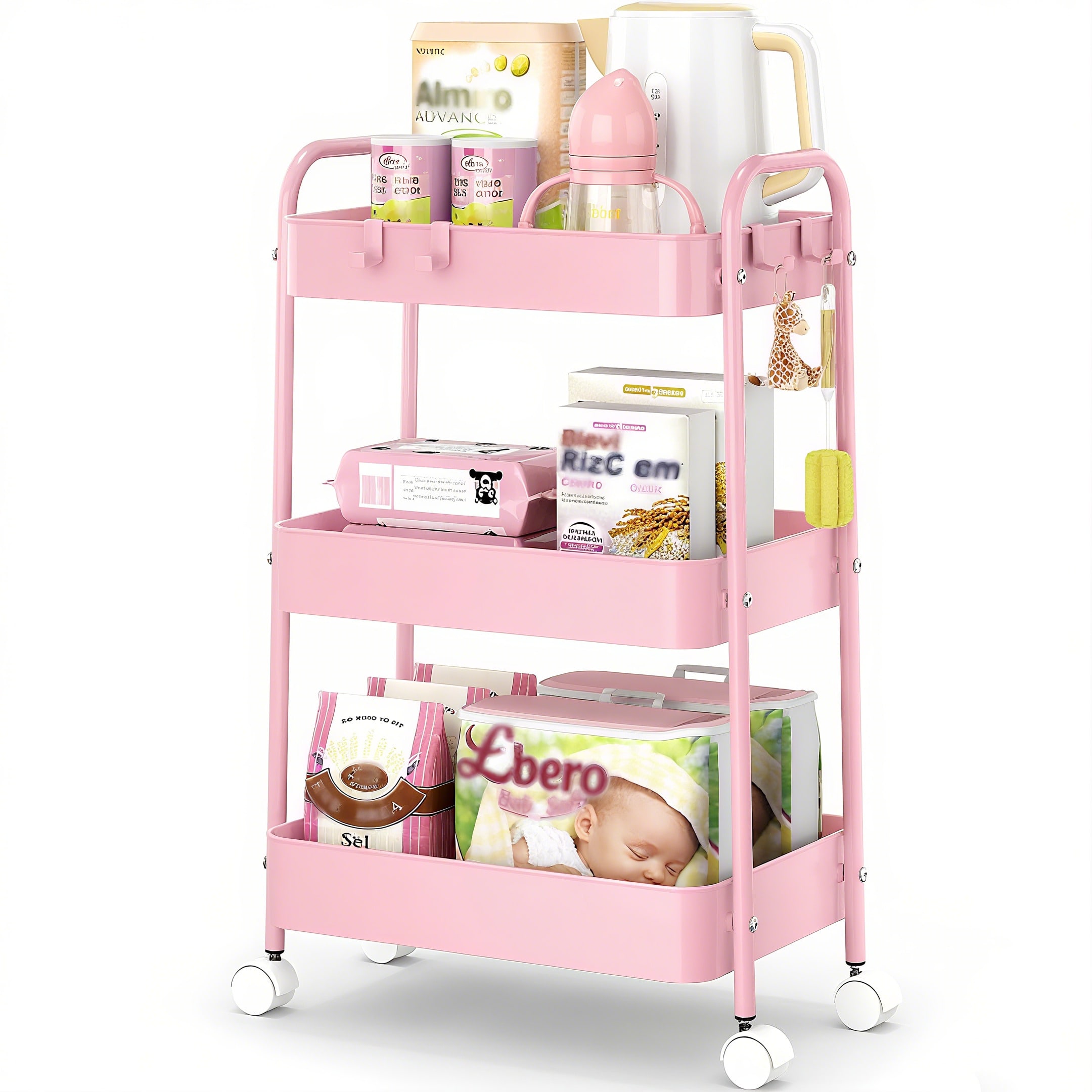 3-laags metalen rolwagen met w - Baby Nursery Modern recensie en prijs