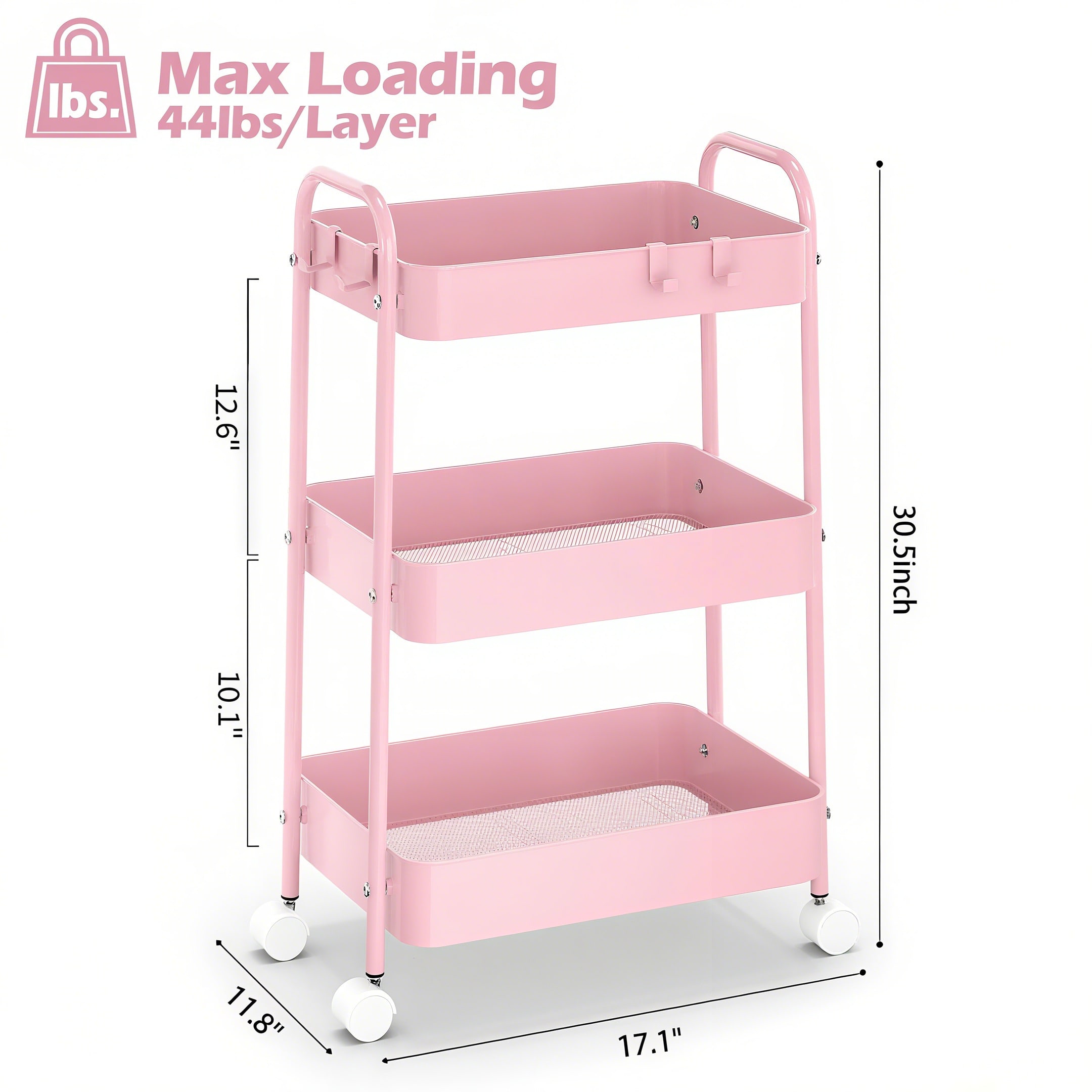 3-laags metalen rolwagen met w - Baby Nursery Modern recensie en prijs