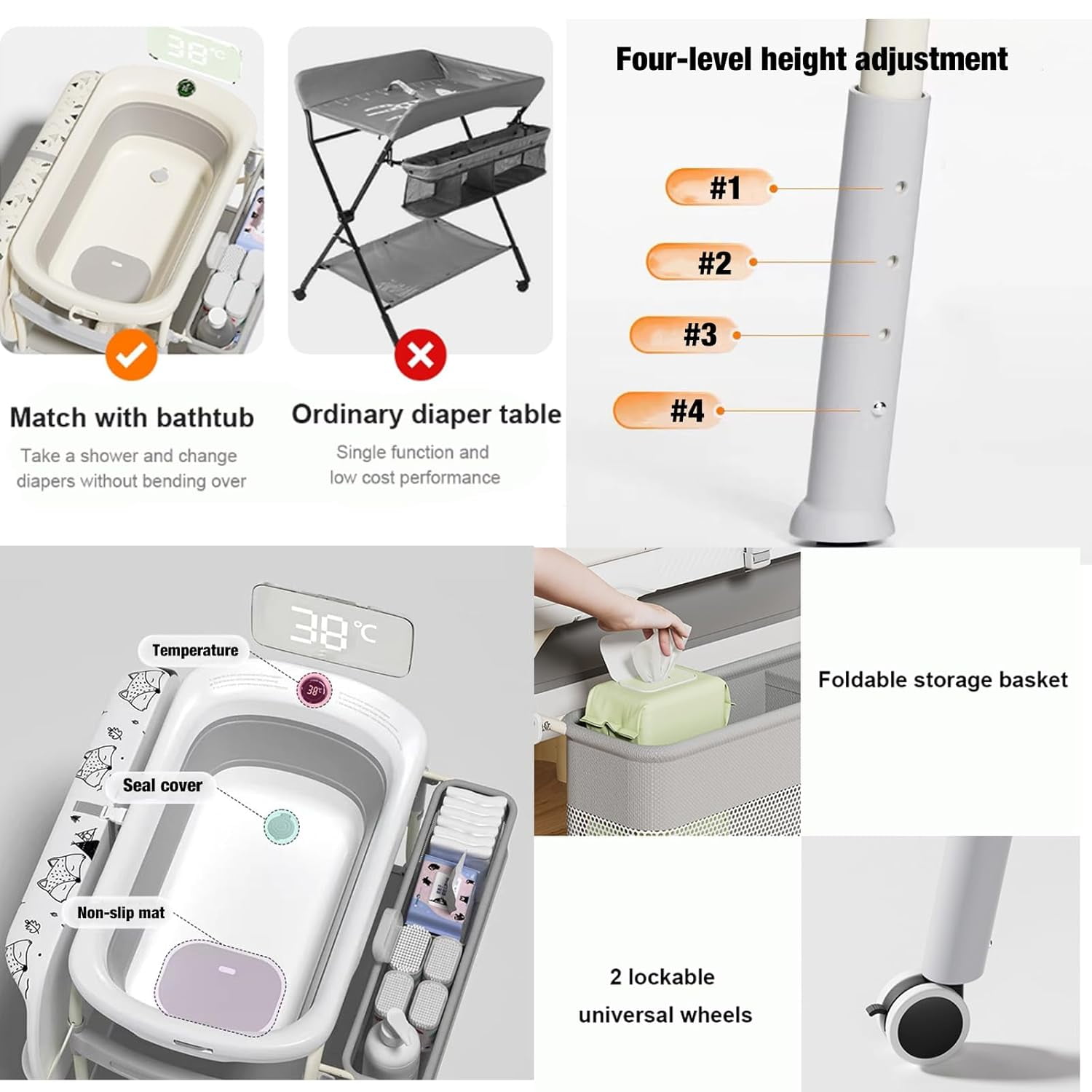 2-in-1 babycommode met bad Opv - Baby Nursery Dresser Changing Table recensie en prijs
