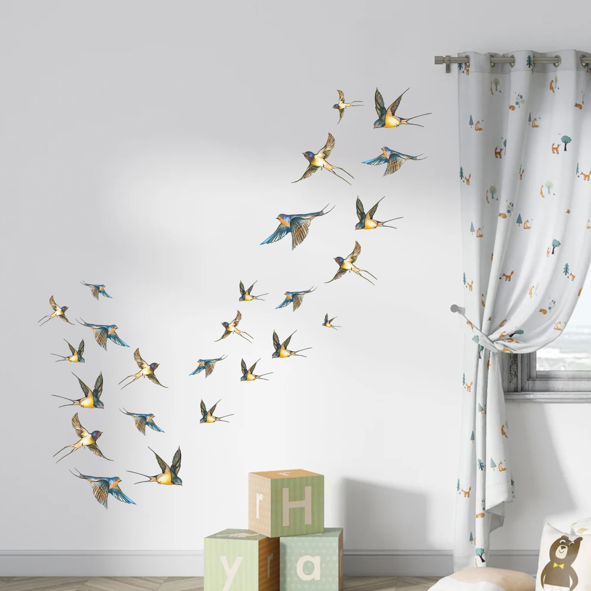 4 Stuks Aquarel Multicolor Vog - Baby Nursery Modern recensie en prijs