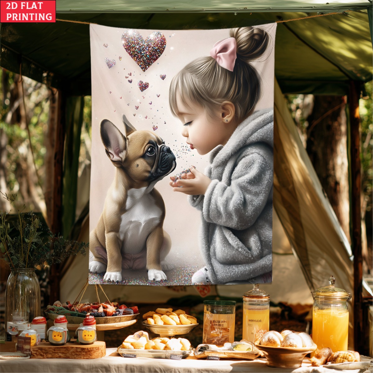 Meisje met Franse bulldog pupp - Baby Nursery Modern recensie en prijs