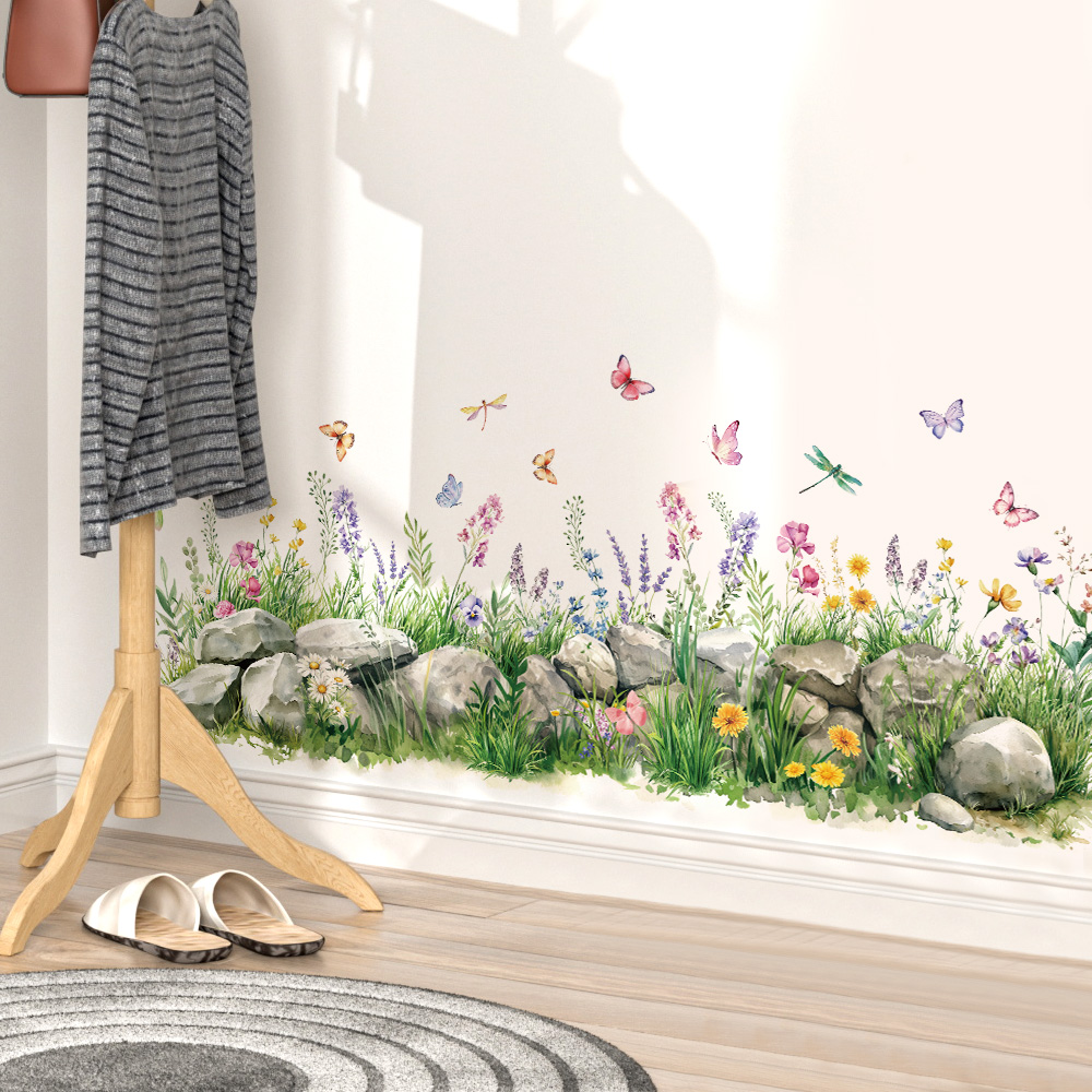 Stenen en bloemen aquarel muur - Baby Nursery Labels recensie en prijs