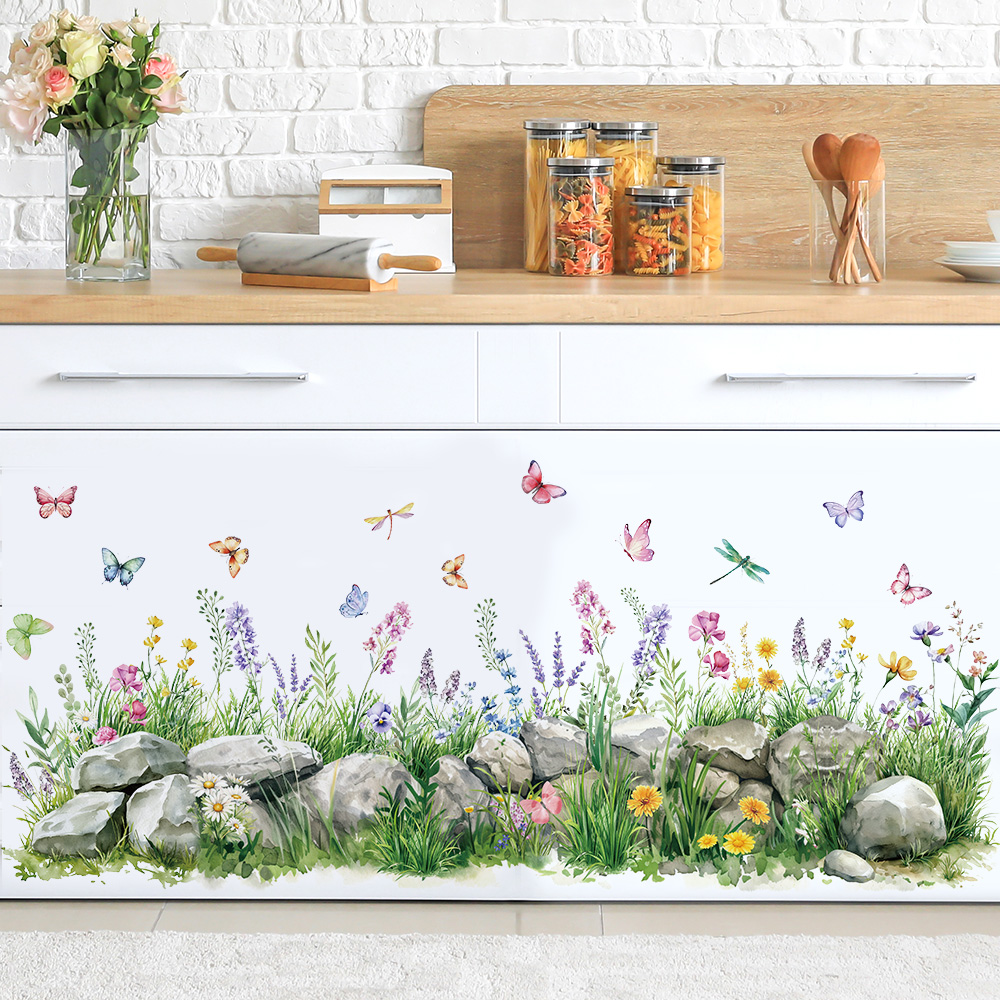Stenen en bloemen aquarel muur - Baby Nursery Labels recensie en prijs