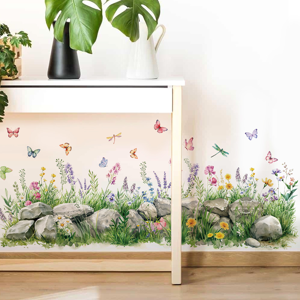 Stenen en bloemen aquarel muur - Baby Nursery Labels recensie en prijs