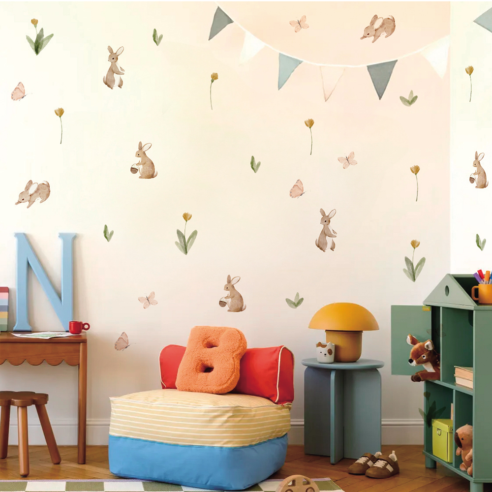 Zomer aquarel schattige konijn - Baby Nursery Labels recensie en prijs