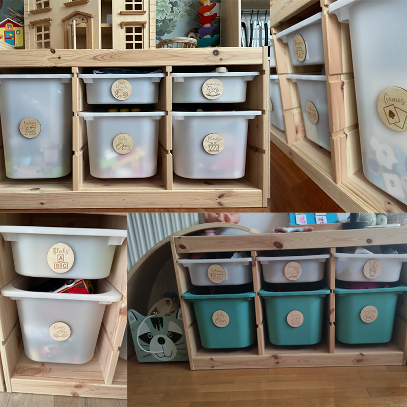 Houten opberglabels kinderkame - Baby Nursery Things recensie en prijs