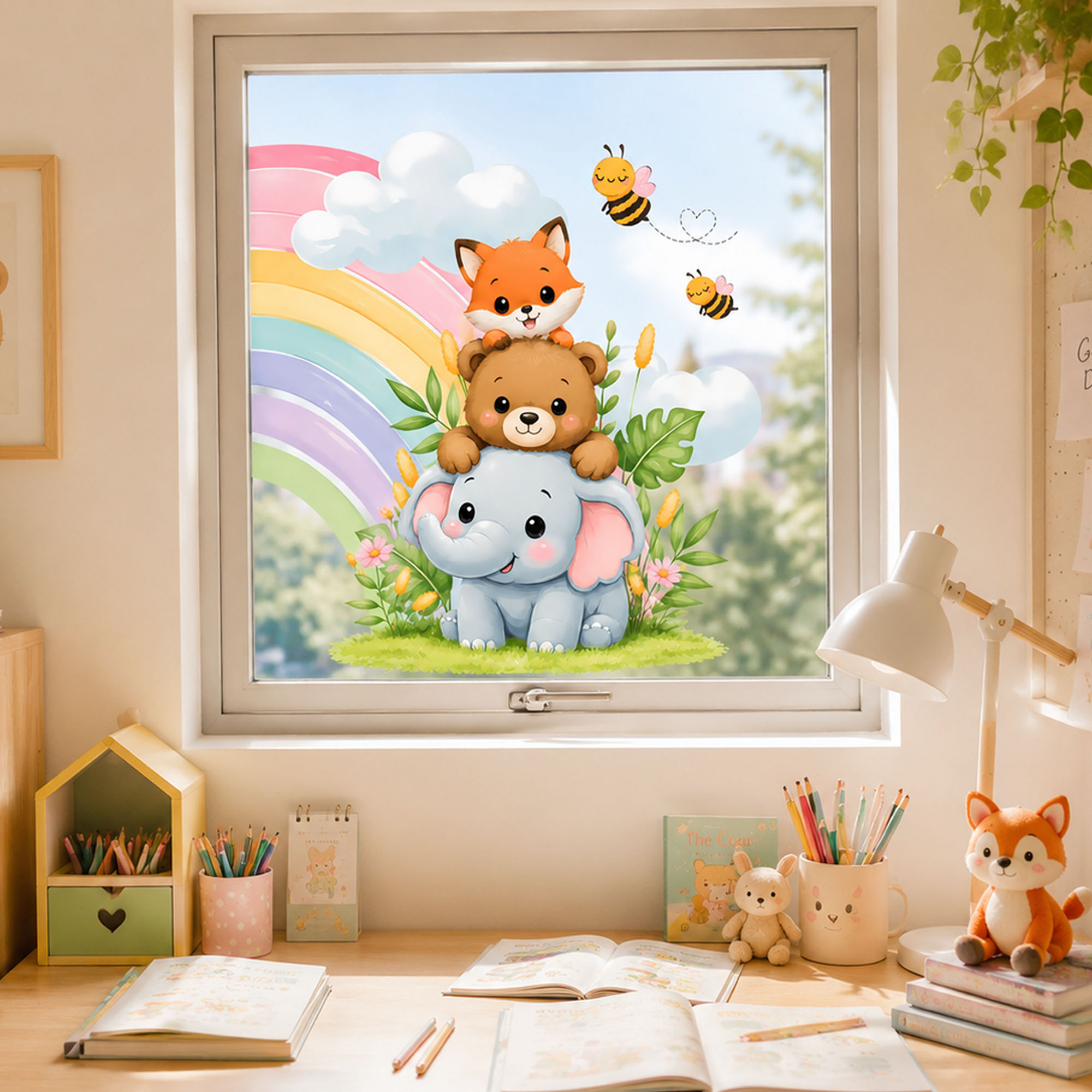 Leuke olifant beer vos raamfol - Baby Nursery Labels recensie en prijs