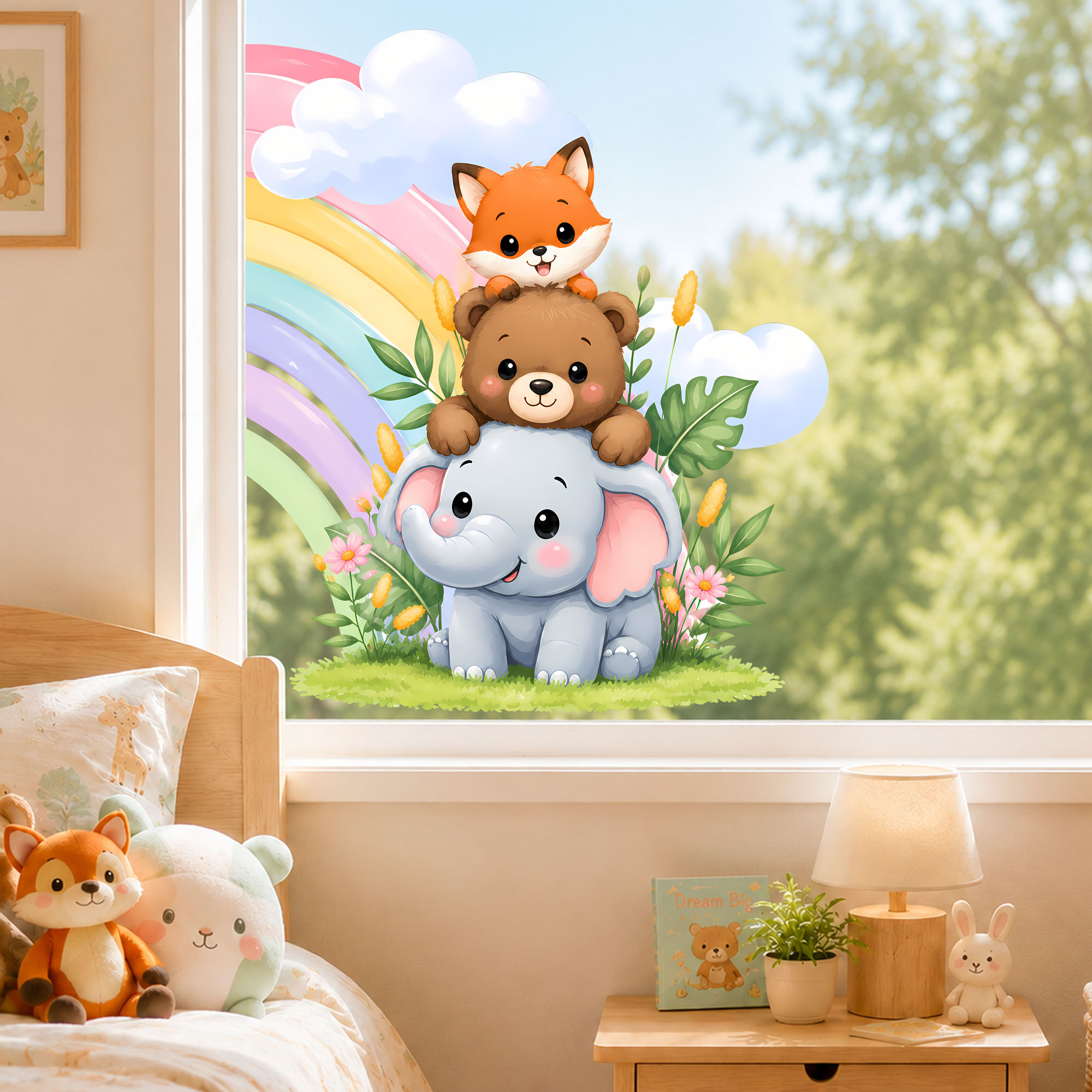Leuke olifant beer vos raamfol - Baby Nursery Labels recensie en prijs