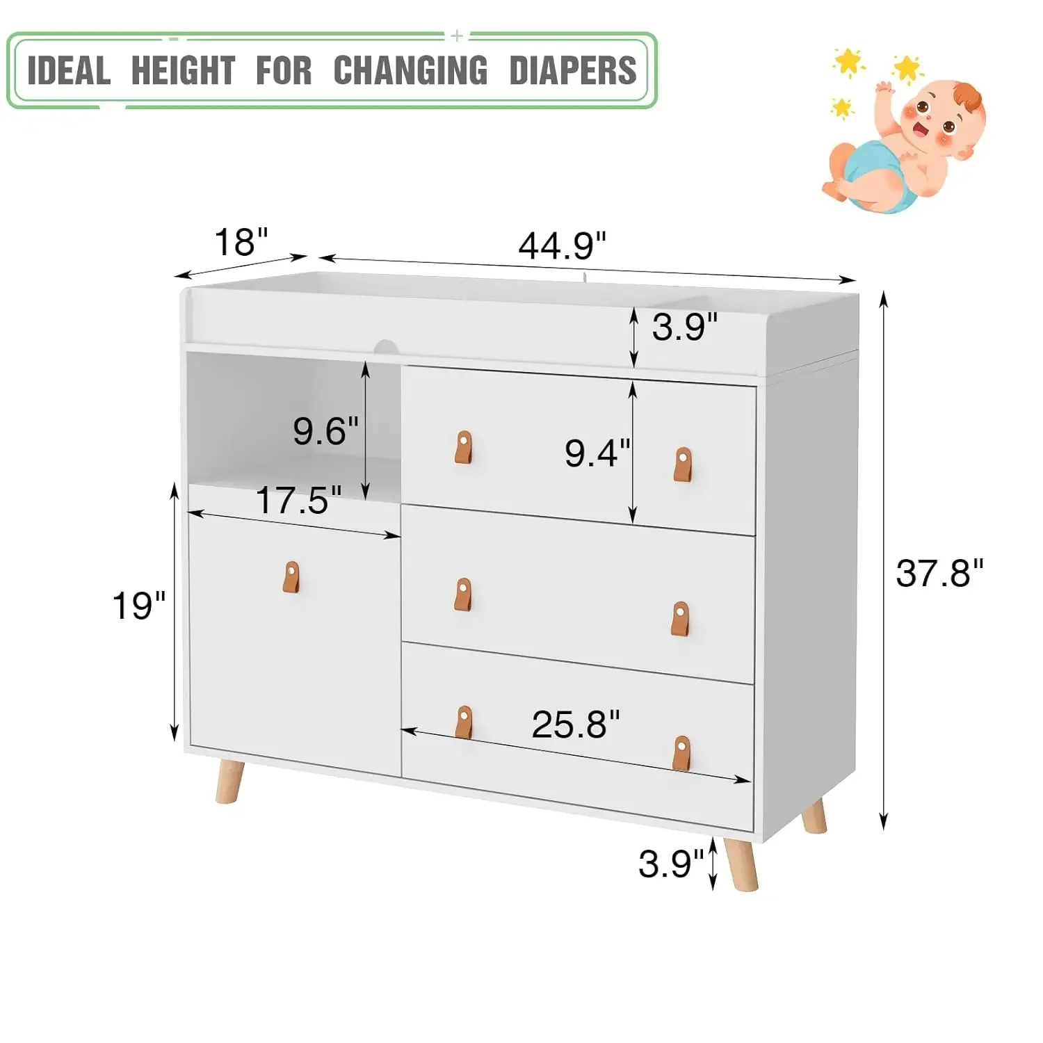 Baby commode met verschoningsb - Baby Nursery Dresser Changing Table recensie en prijs