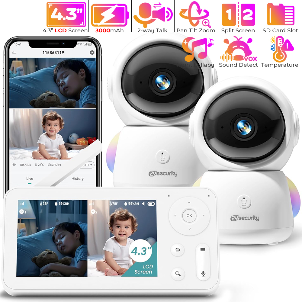 2K babyfoon met 2 camera's en  - Baby Nursery Camera recensie en prijs