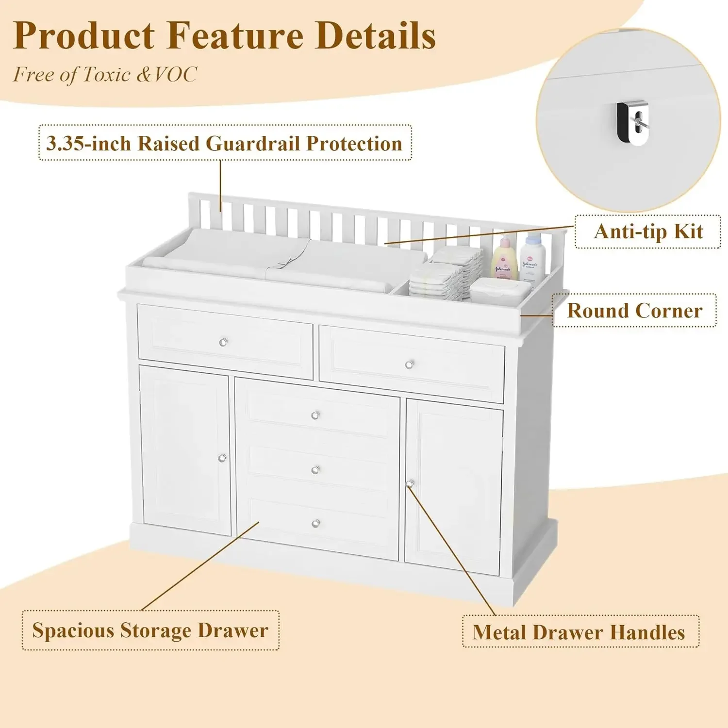 46 Baby commode met verschonin - Baby Nursery Dresser Changing Table recensie en prijs