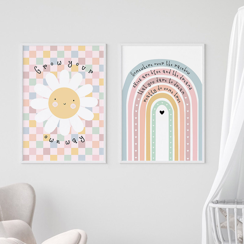 Zon Bloem Regenboog Wolk Hart  - Baby Nursery Modern recensie en prijs